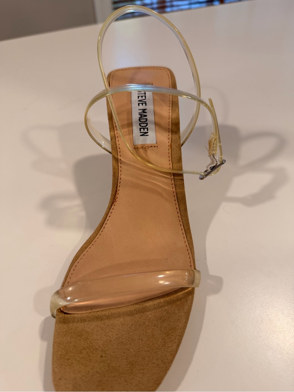 Steve Madden Clear Strap Tan Footbed Sandal